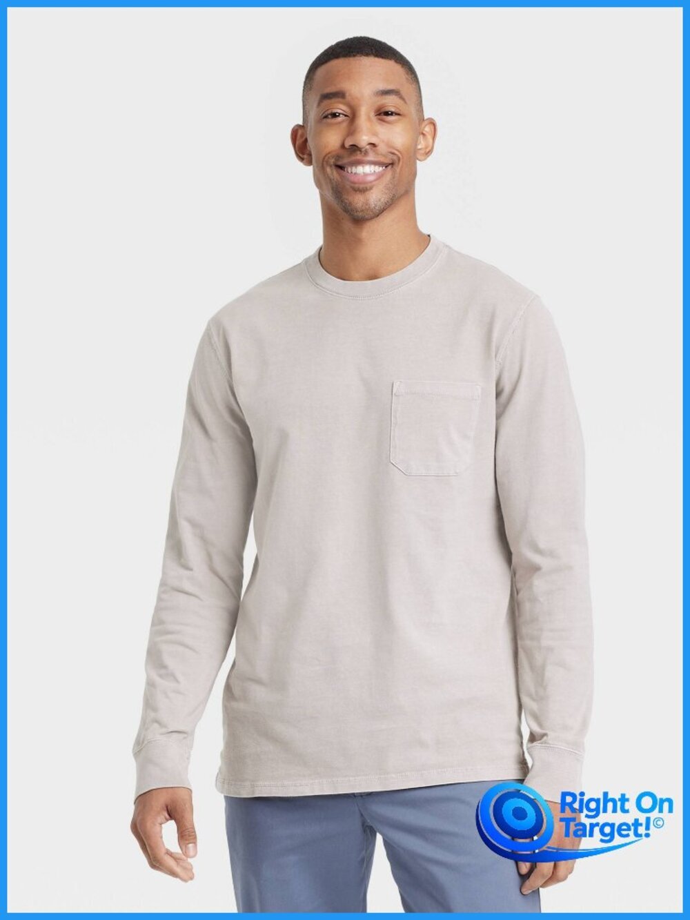 XL - Mens Long Sleeve Pocket T-Shirt - Goodfellow Co - Taupe